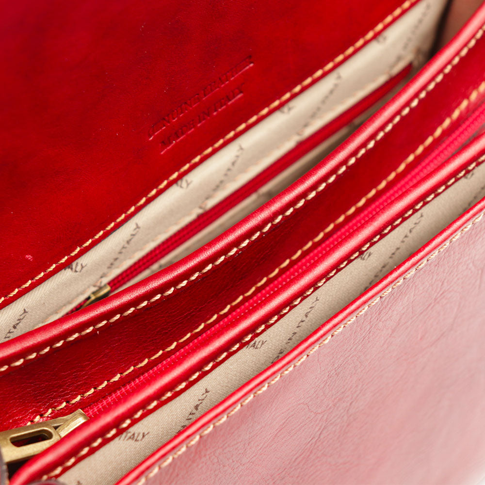 Borsa Tracolla VIAVERDI in Pelle Rossa Made in Italy linea Firenze
