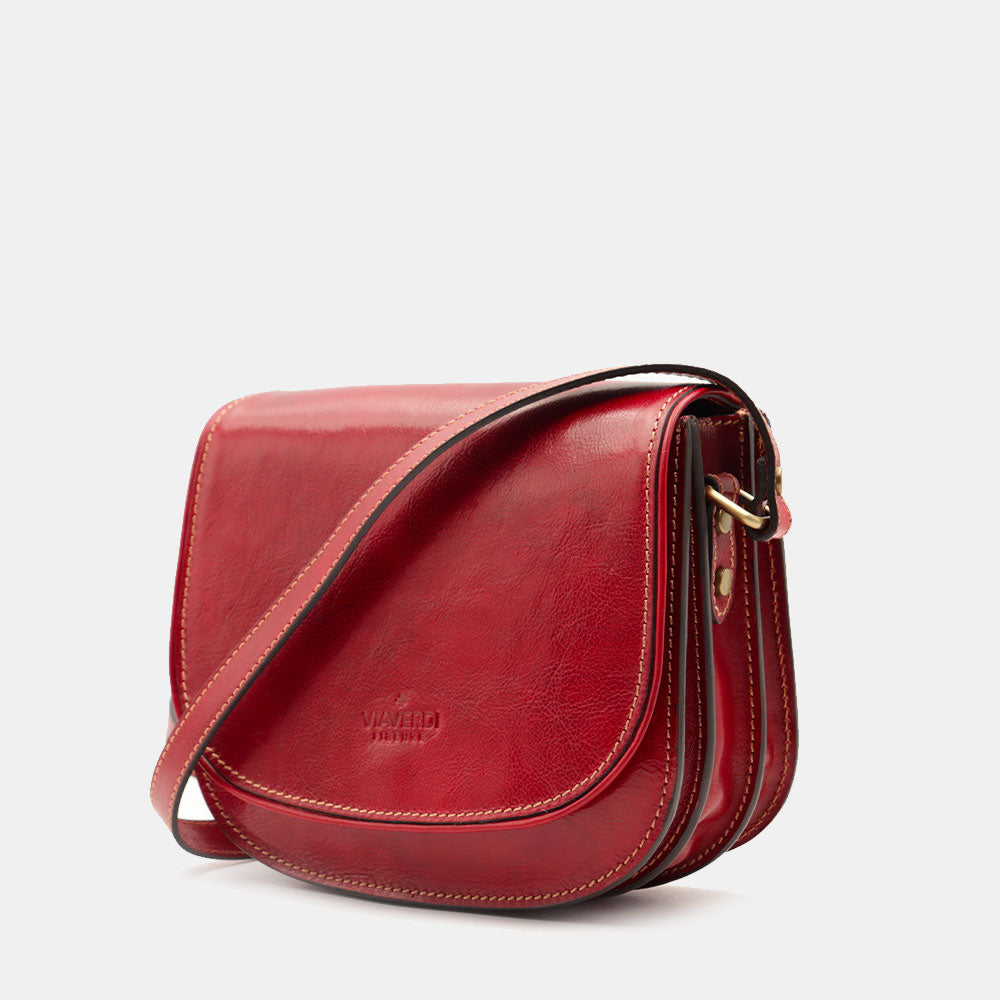 Borsa Tracolla VIAVERDI in Pelle Rossa Made in Italy linea Firenze