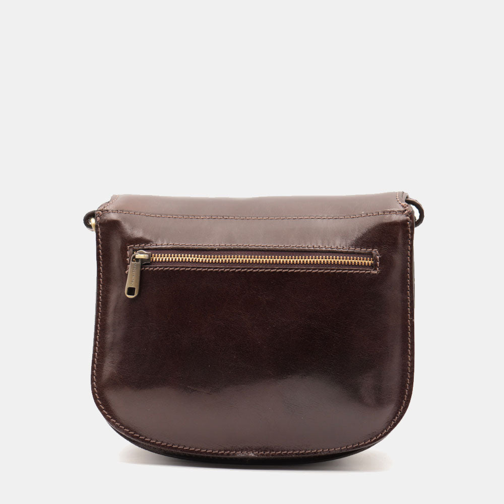 VIAVERDI Schultertasche aus dunkelbraunem Leder, hergestellt in Italien, Florence-Linie