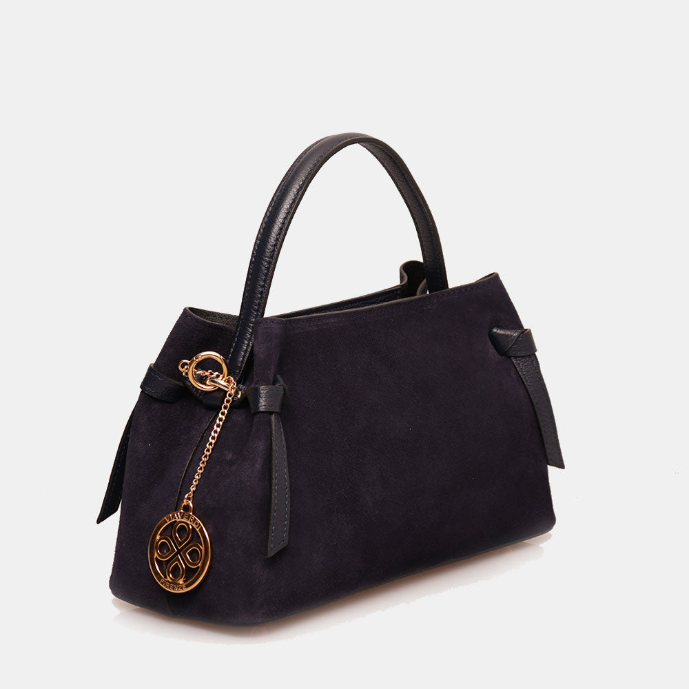 Borsa a Mano VIAVERDI in Camoscio Blu Made in Italy linea Castiglione