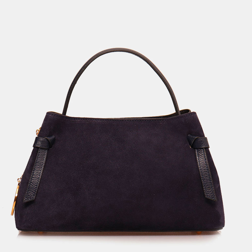 Borsa a Mano VIAVERDI in Camoscio Blu Made in Italy linea Castiglione