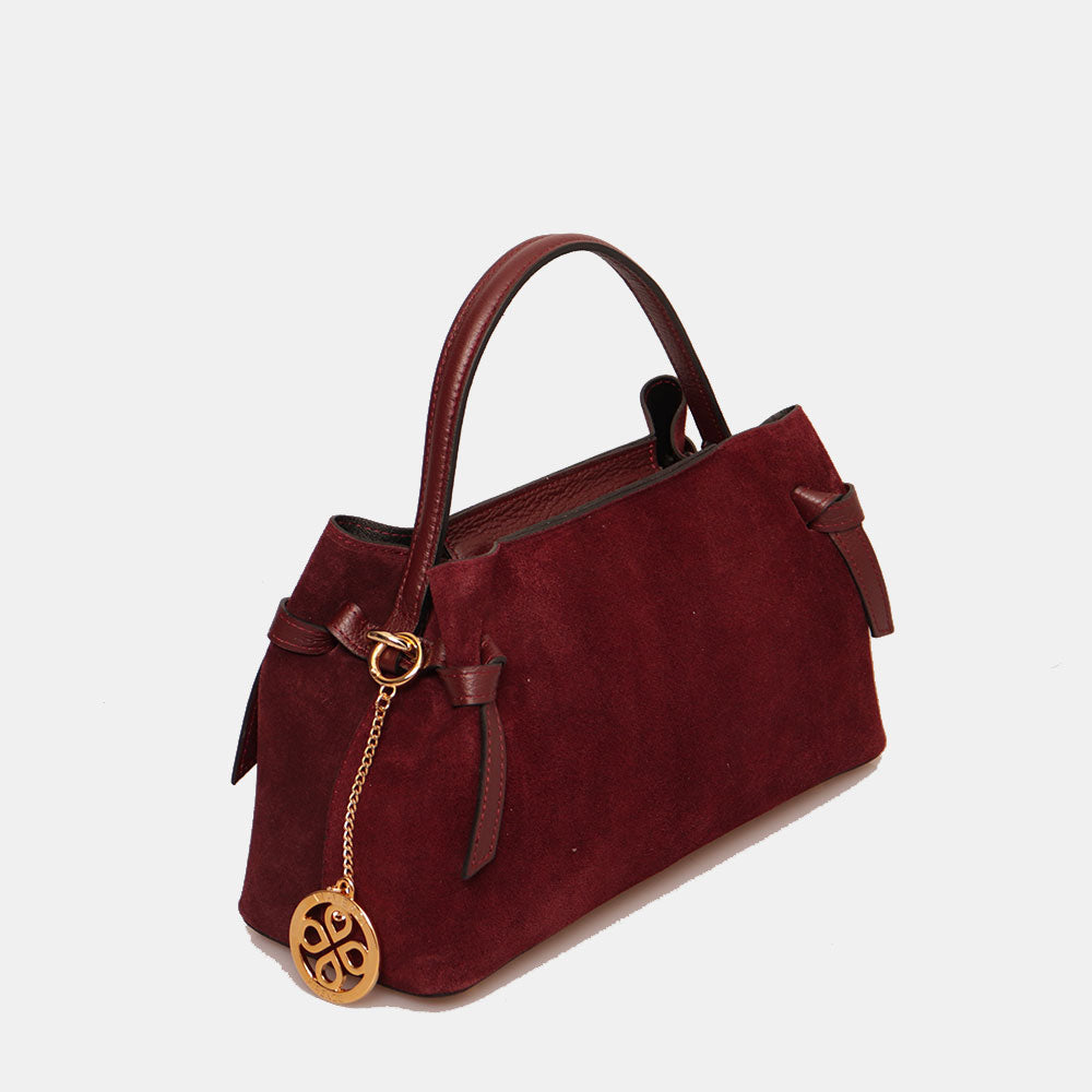 Borsa a Mano VIAVERDI in Camoscio Bordeaux Made in Italy linea Castiglione