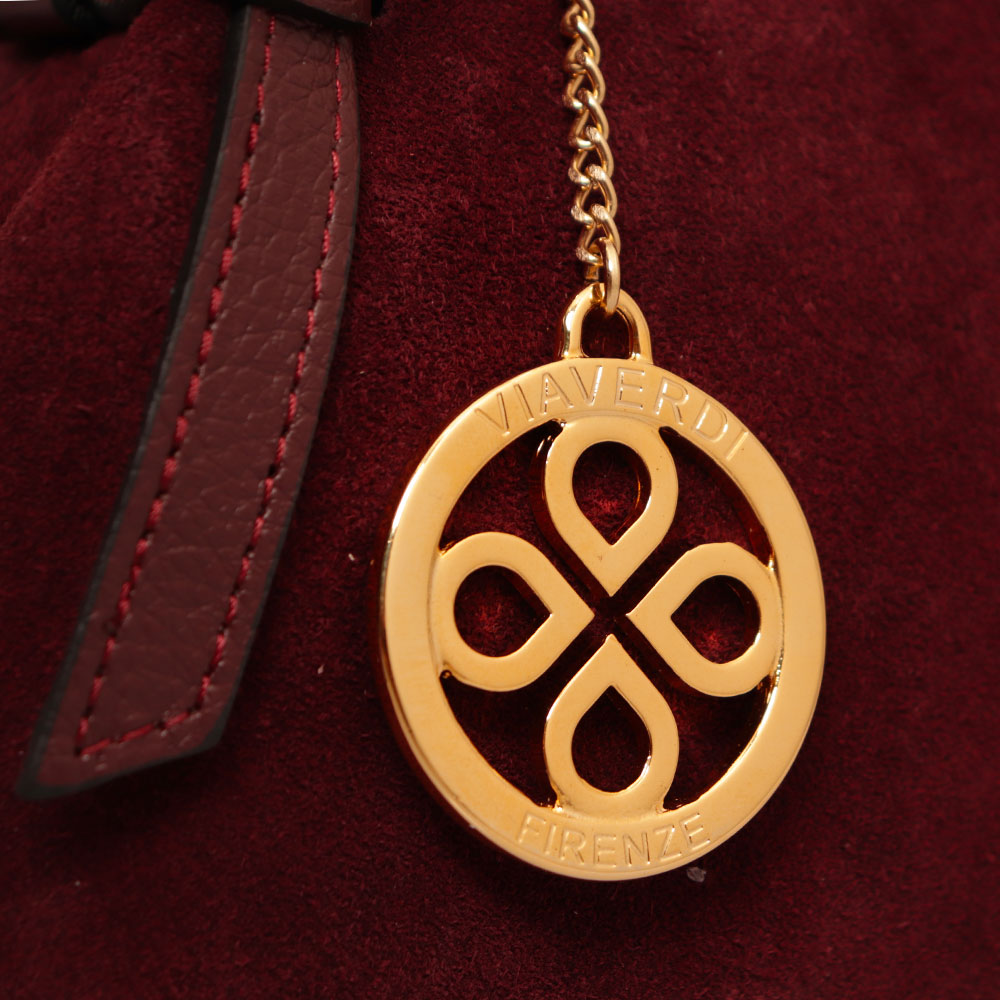 Borsa a Mano VIAVERDI in Camoscio Bordeaux Made in Italy linea Castiglione