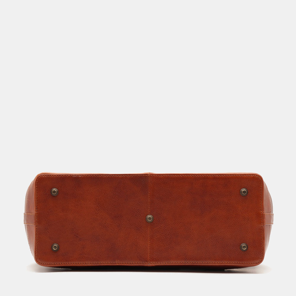 Classic Doctor's Bag in Tan Leather VIAVERDI Made in Italy Florence line
