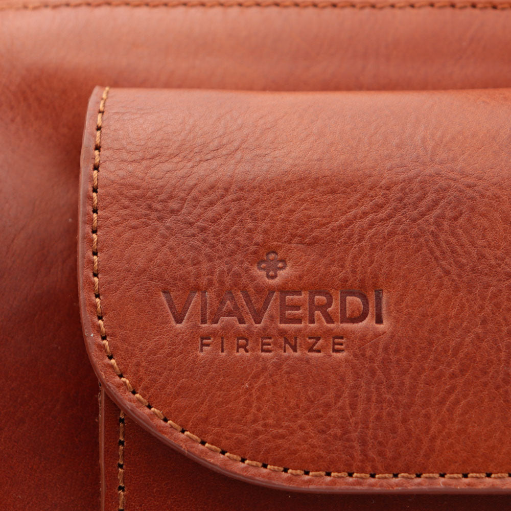 Classic Doctor's Bag in Tan Leather VIAVERDI Made in Italy Florence line