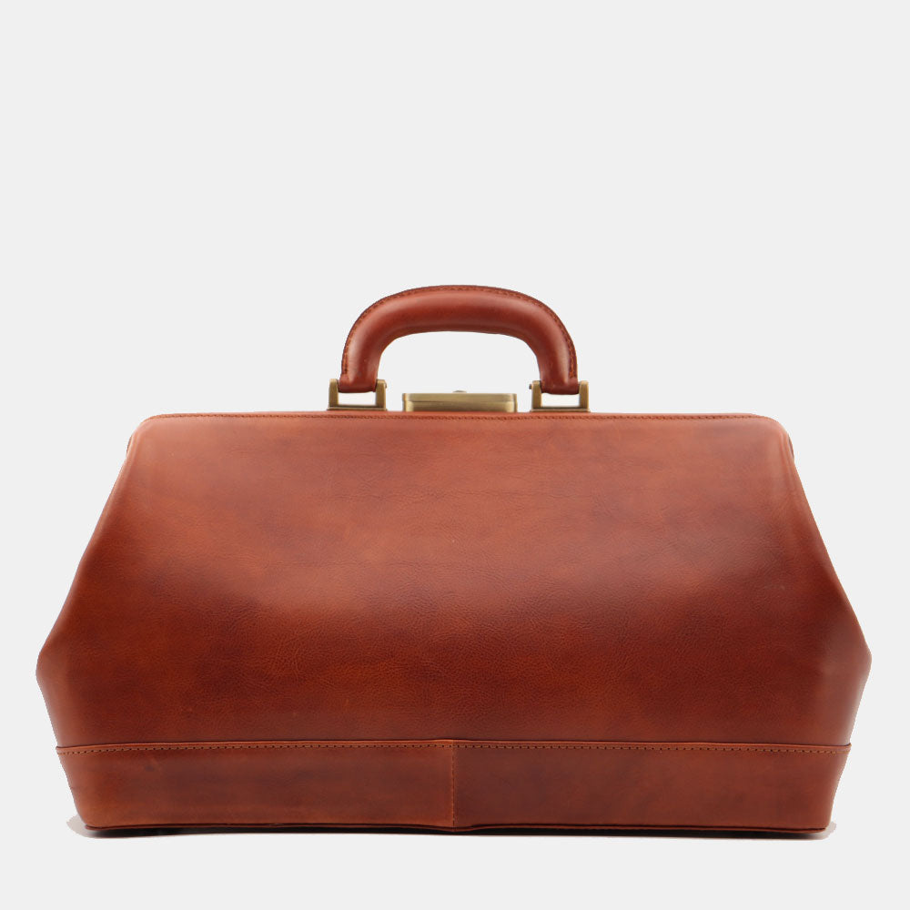 Classic Doctor's Bag in Tan Leather VIAVERDI Made in Italy Florence line