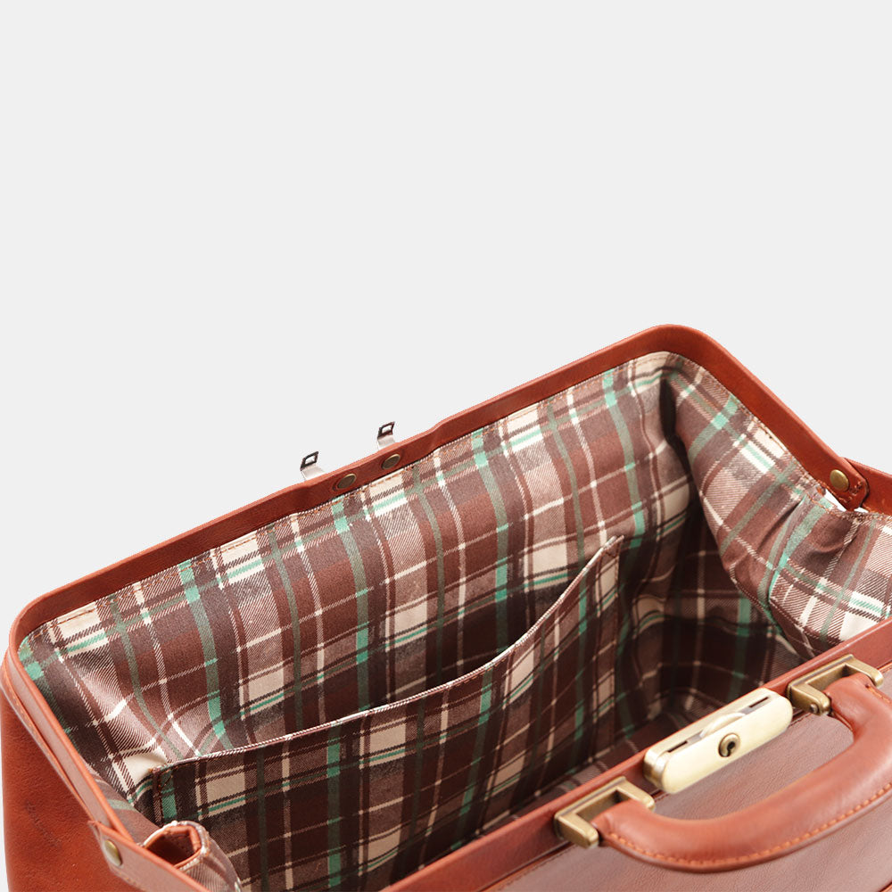 Classic Doctor's Bag in Tan Leather VIAVERDI Made in Italy Florence line