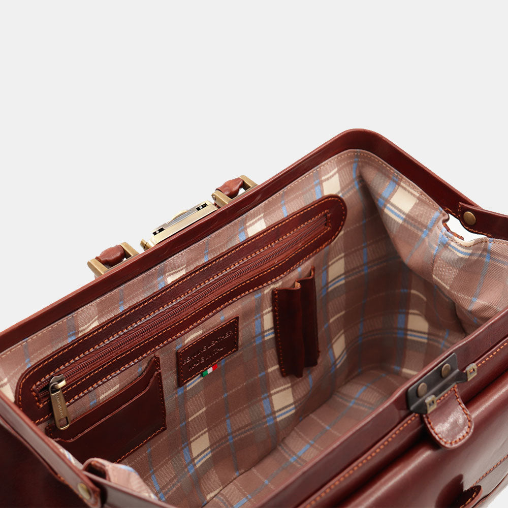 Borsa Medico Classica in Pelle Marrone VIAVERDI Made in Italy linea Firenze