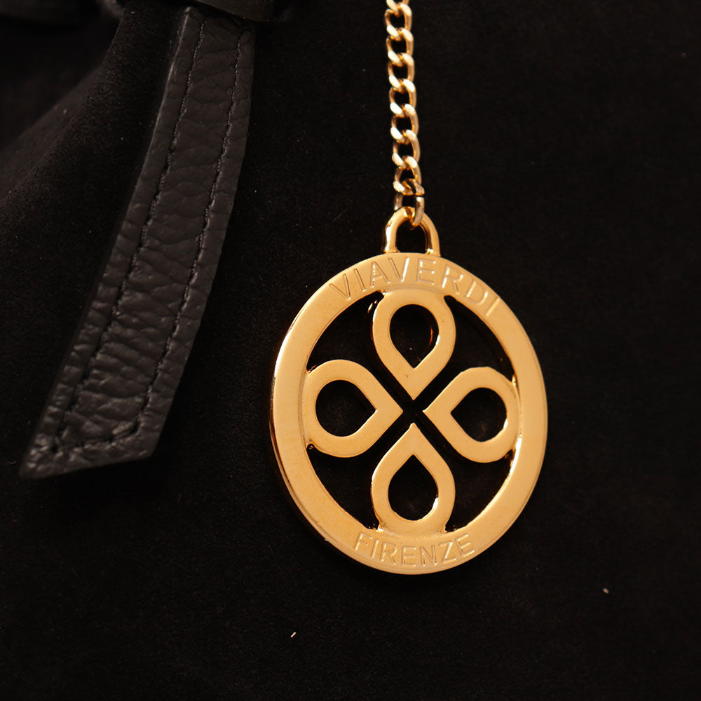 Borsa a Mano VIAVERDI in Camoscio Nera Made in Italy linea Castiglione