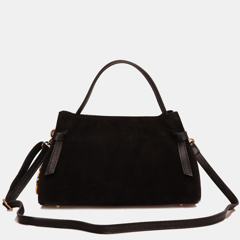 Borsa a Mano VIAVERDI in Camoscio Nera Made in Italy linea Castiglione