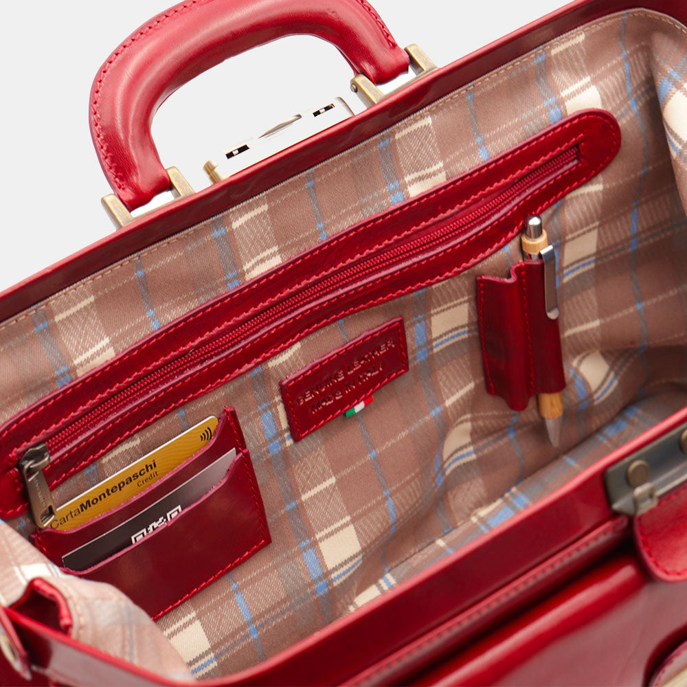 Borsa Medico Classica in Pelle Rossa VIAVERDI Made in Italy linea Firenze