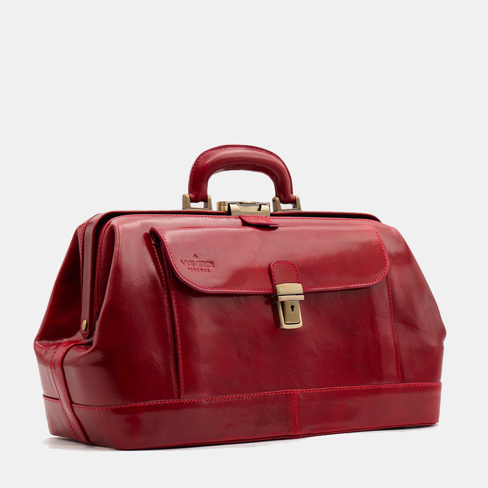 Borsa Medico Classica in Pelle Rossa VIAVERDI Made in Italy linea Firenze