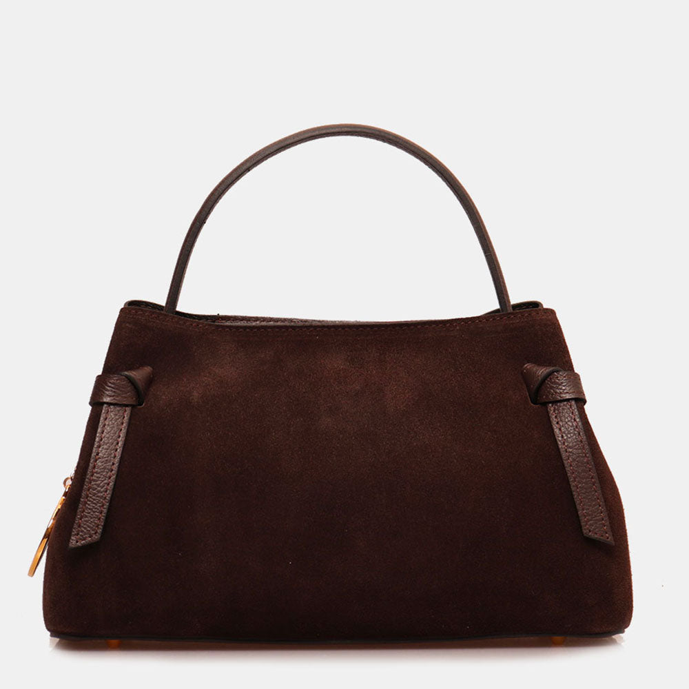 Borsa a Mano VIAVERDI in Camoscio Marrone Testa Moro Made in Italy linea Castiglione