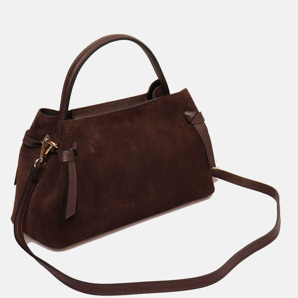 Borsa a Mano VIAVERDI in Camoscio Marrone Testa Moro Made in Italy linea Castiglione