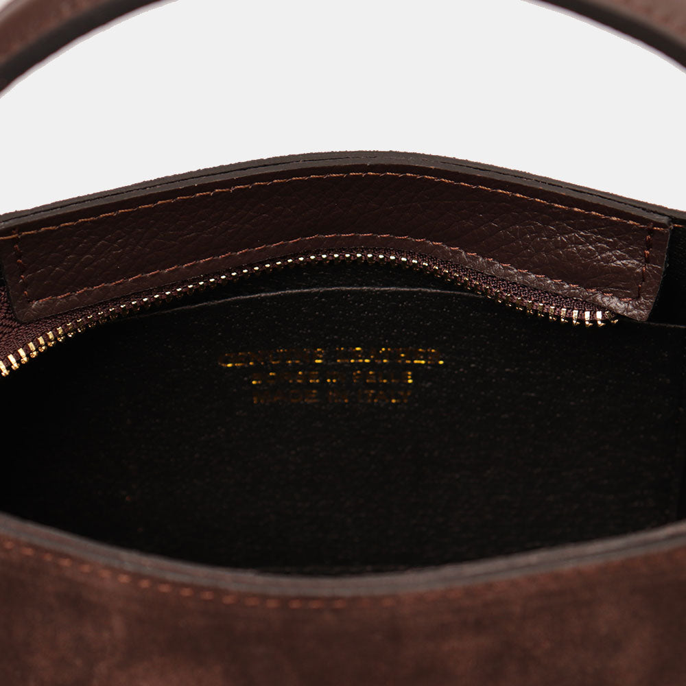 Borsa a Mano VIAVERDI in Camoscio Marrone Testa Moro Made in Italy linea Castiglione