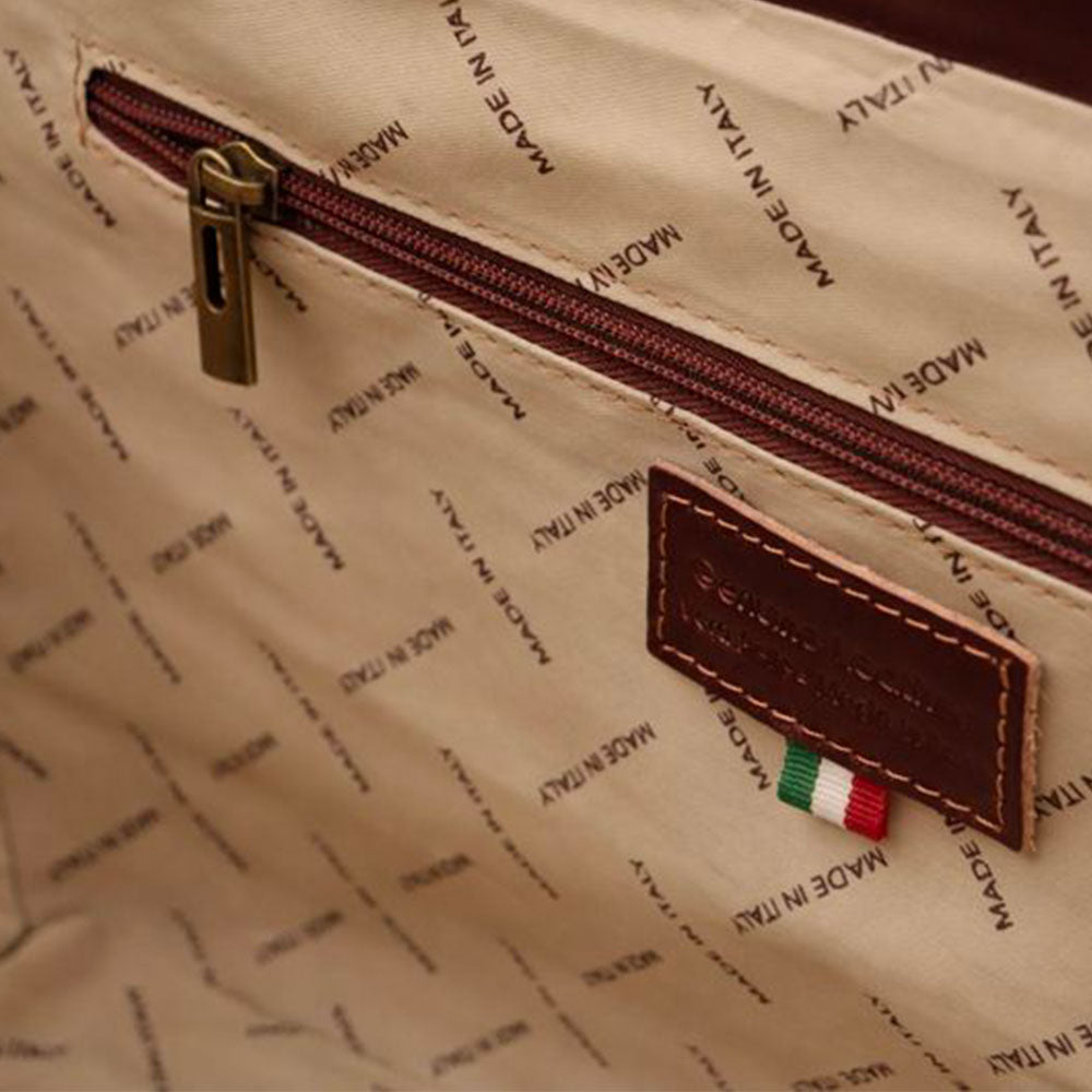 VIAVERDI Made in Italy Dark Brown Leather Doctor's Bag, Florence Line