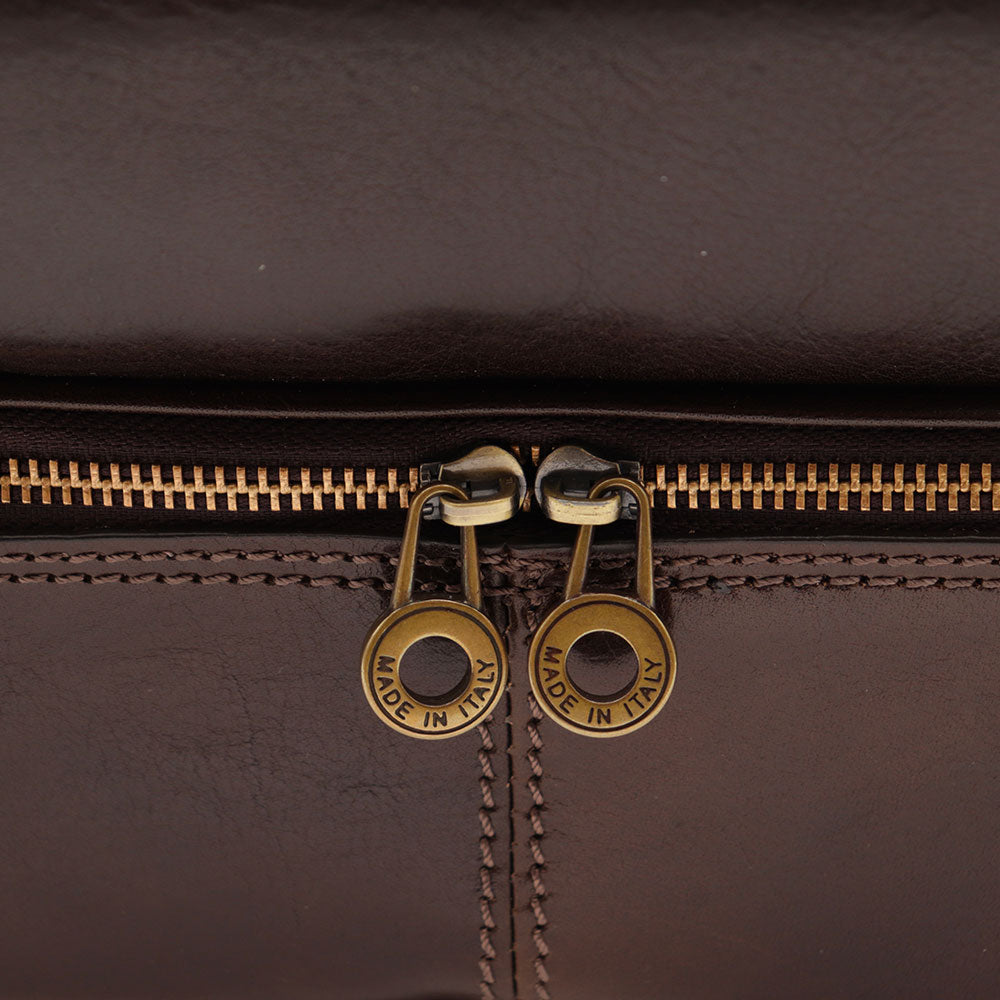 VIAVERDI Made in Italy Dark Brown Leather Doctor's Bag, Florence Line