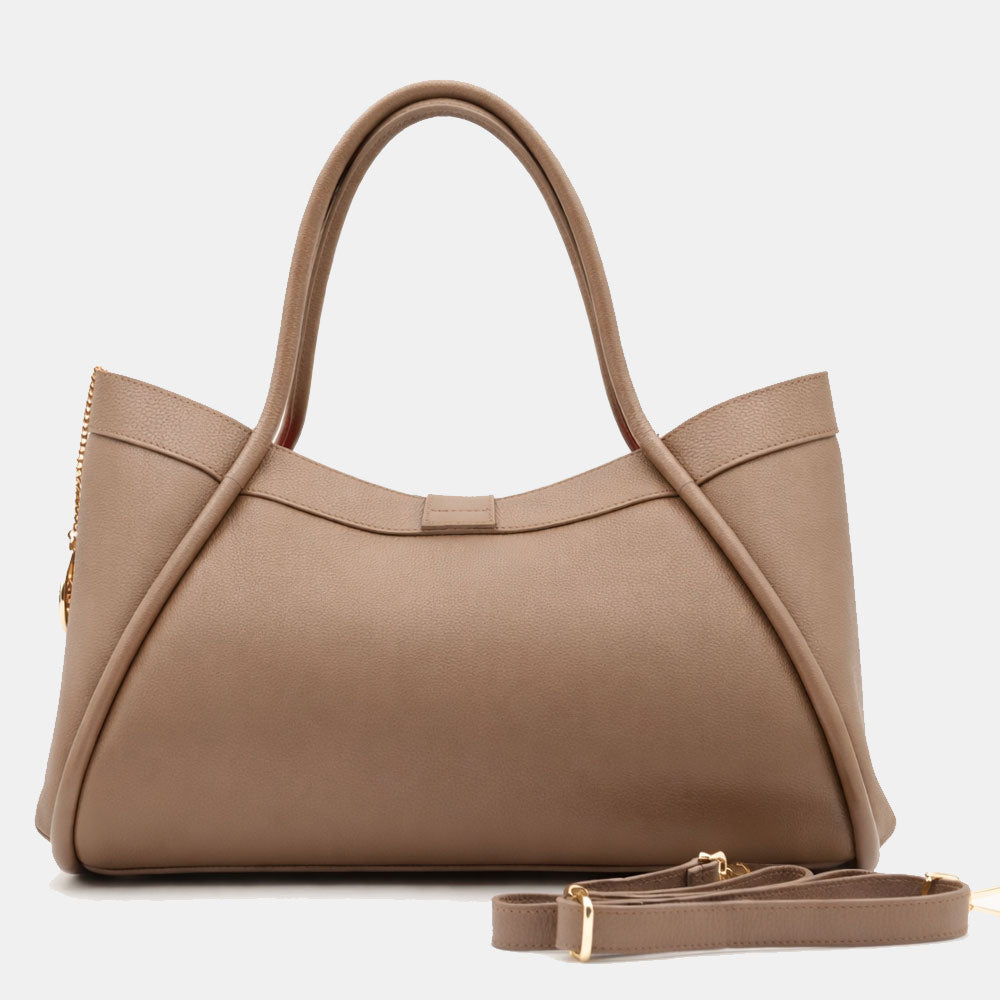 Borsa Donna a Spalla VIAVERDI in Pelle Taupe Chiaro Made in Italy linea Cortona