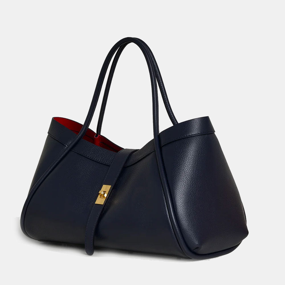 VIAVERDI Women's Shoulder Bag in Blue Leather Made in Italy, Cortona Line