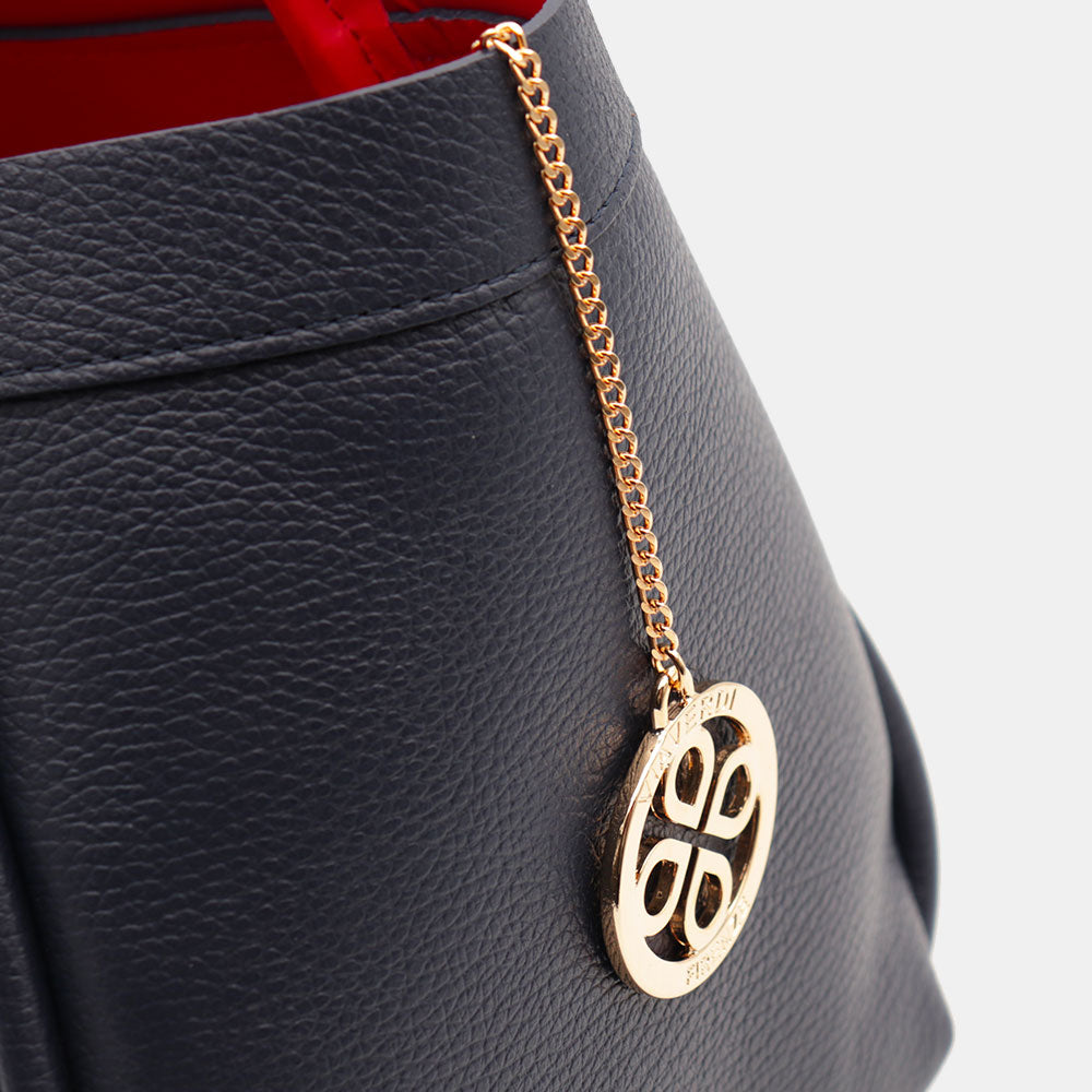 Borsa Donna a Spalla VIAVERDI in Pelle Blu Made in Italy linea Cortona