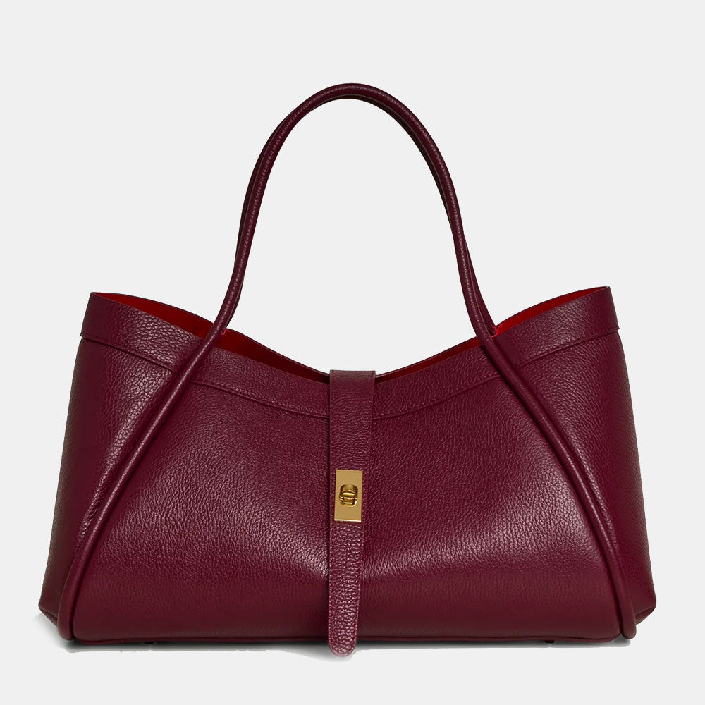 Borsa Donna a Spalla VIAVERDI in Pelle Bordeaux Made in Italy linea Cortona