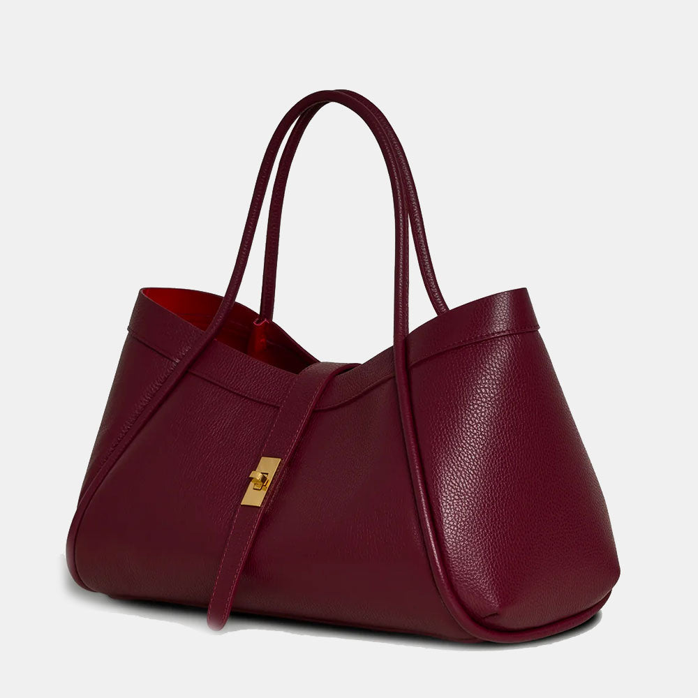 Borsa Donna a Spalla VIAVERDI in Pelle Bordeaux Made in Italy linea Cortona