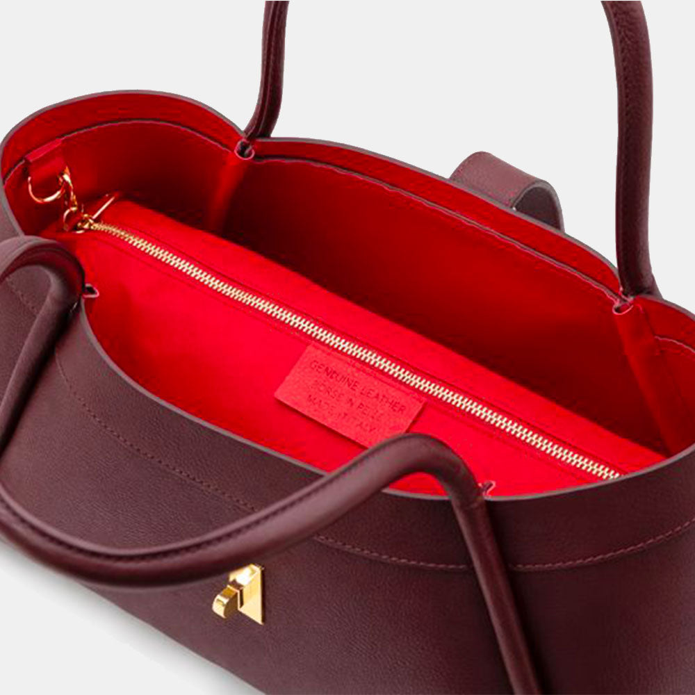 Borsa Donna a Spalla VIAVERDI in Pelle Bordeaux Made in Italy linea Cortona