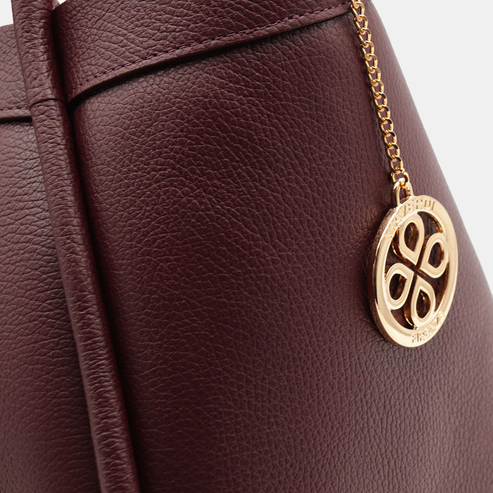 Borsa Donna a Spalla VIAVERDI in Pelle Bordeaux Made in Italy linea Cortona