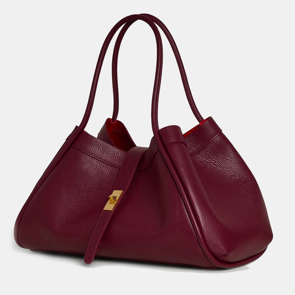 Borsa Donna a Spalla VIAVERDI in Pelle Bordeaux Made in Italy linea Cortona