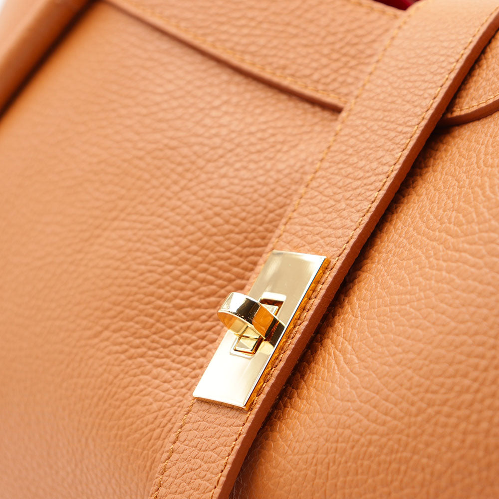 Borsa Donna a Spalla VIAVERDI in Pelle Marrone Chiaro Made in Italy linea Cortona