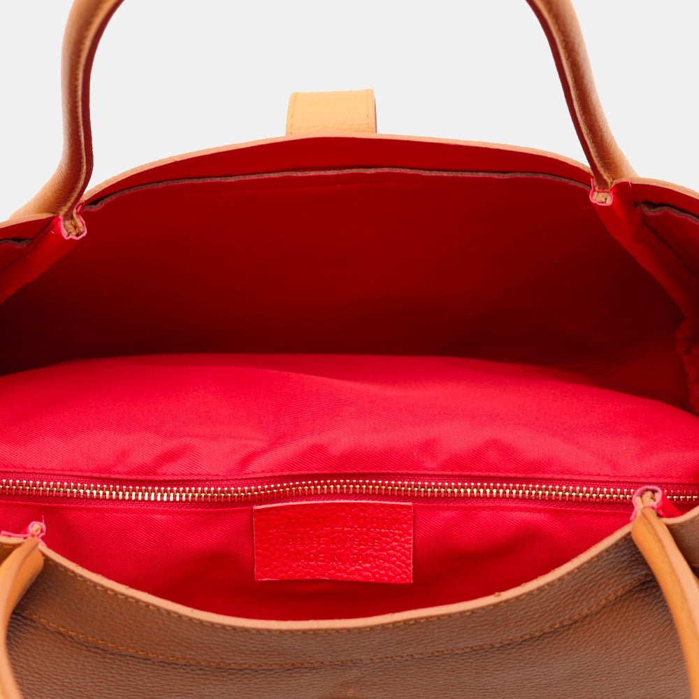 Borsa Donna a Spalla VIAVERDI in Pelle Marrone Chiaro Made in Italy linea Cortona