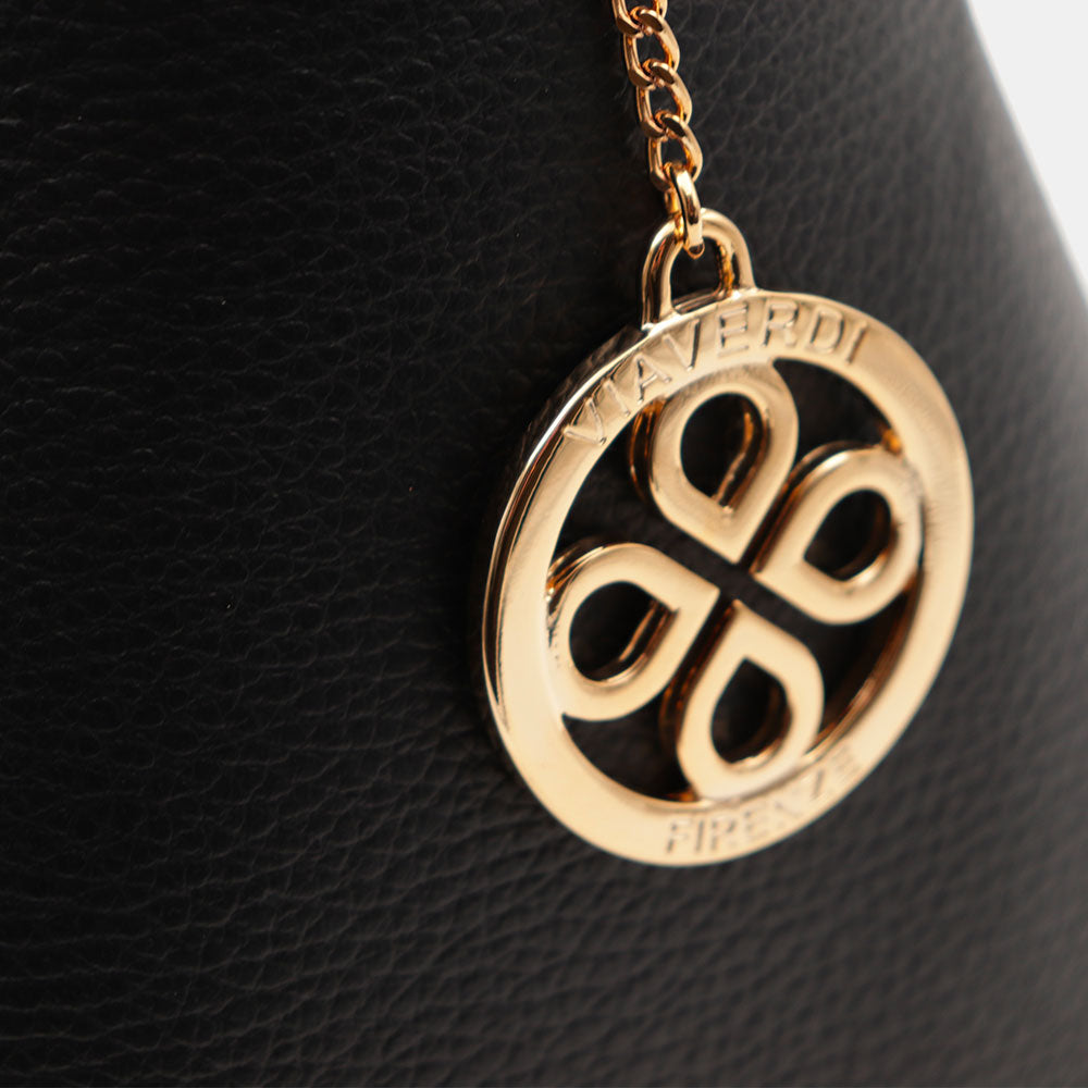 Borsa Donna a Spalla VIAVERDI in Pelle Nera Made in Italy linea Cortona