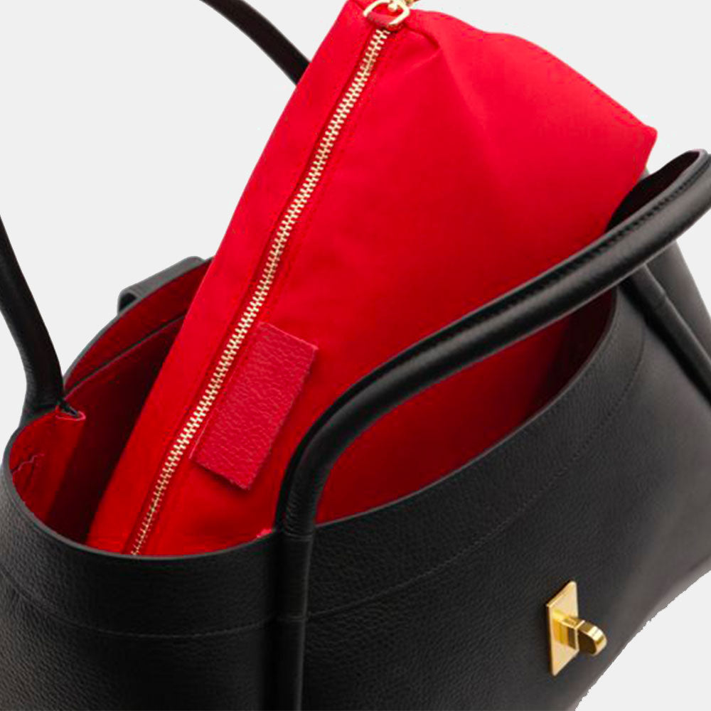 Borsa Donna a Spalla VIAVERDI in Pelle Nera Made in Italy linea Cortona