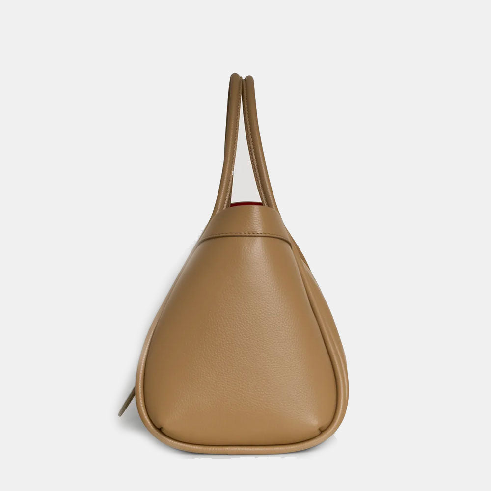 VIAVERDI Women's Shoulder Bag in Taupe Leather Made in Italy, Cortona Line