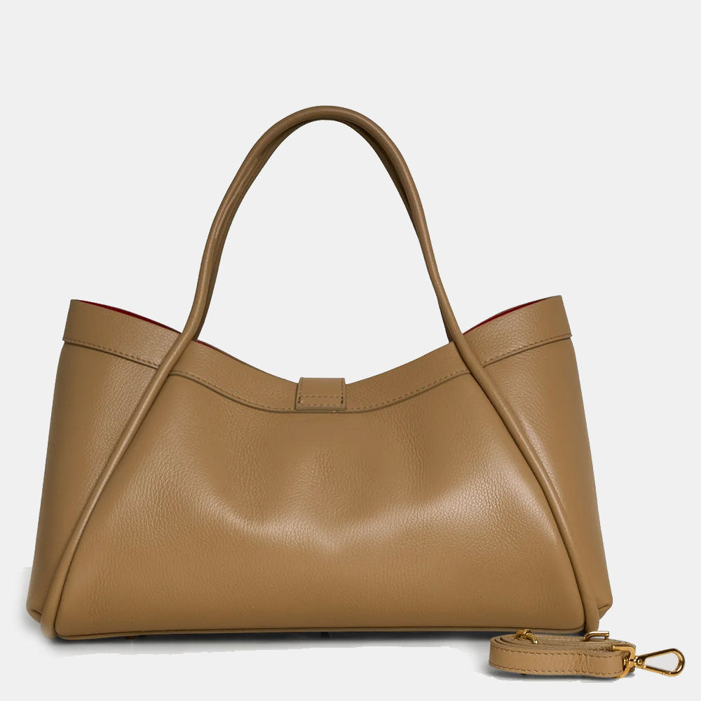 Borsa Donna a Spalla VIAVERDI in Pelle Taupe Made in Italy linea Cortona