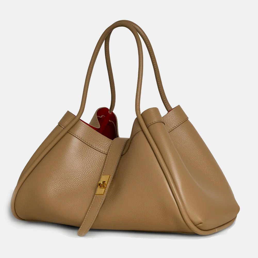 Borsa Donna a Spalla VIAVERDI in Pelle Taupe Made in Italy linea Cortona