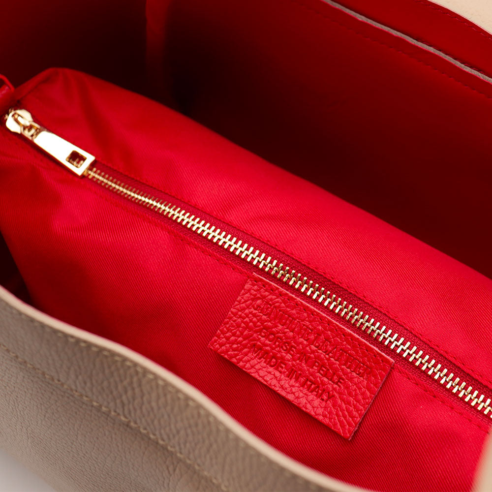 Borsa Donna a Spalla VIAVERDI in Pelle Beige Made in Italy linea Cortona