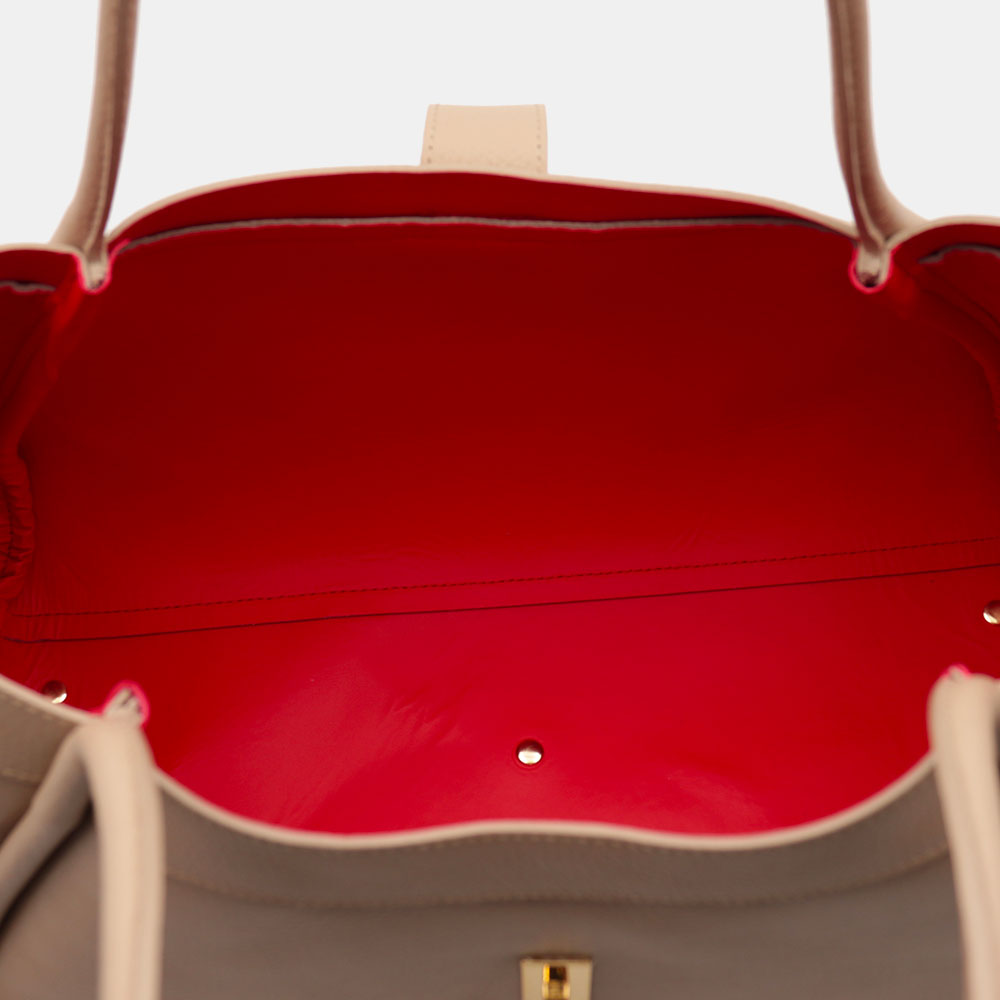 Borsa Donna a Spalla VIAVERDI in Pelle Beige Made in Italy linea Cortona