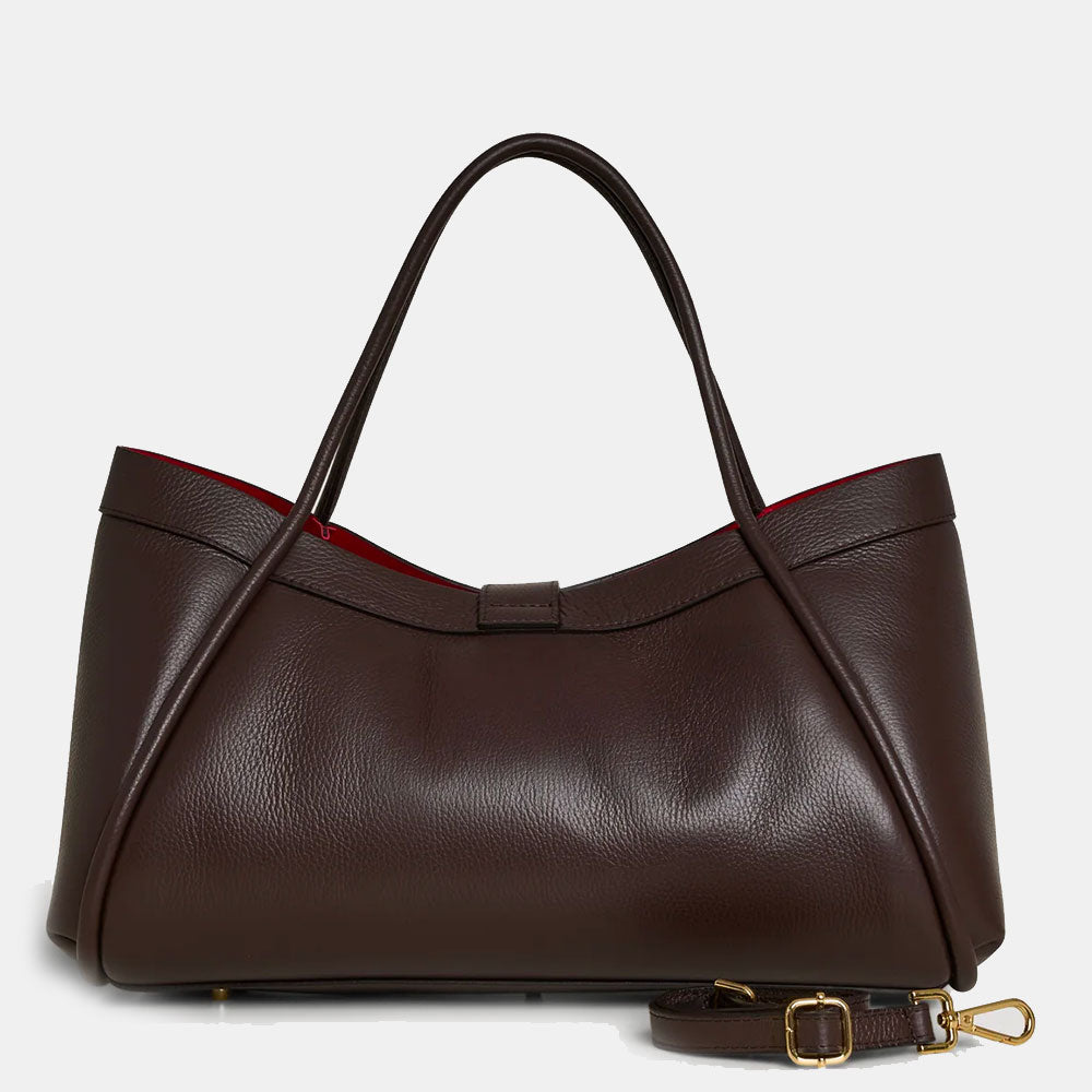 VIAVERDI Women's Shoulder Bag in Dark Brown Leather Made in Italy, Cortona Line