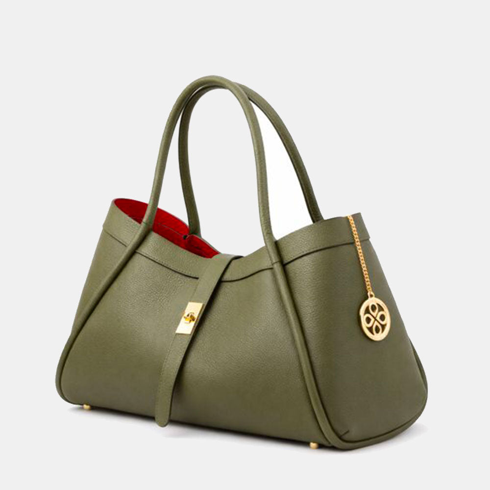 Borsa Donna a Spalla VIAVERDI in Pelle Verde Made in Italy linea Cortona