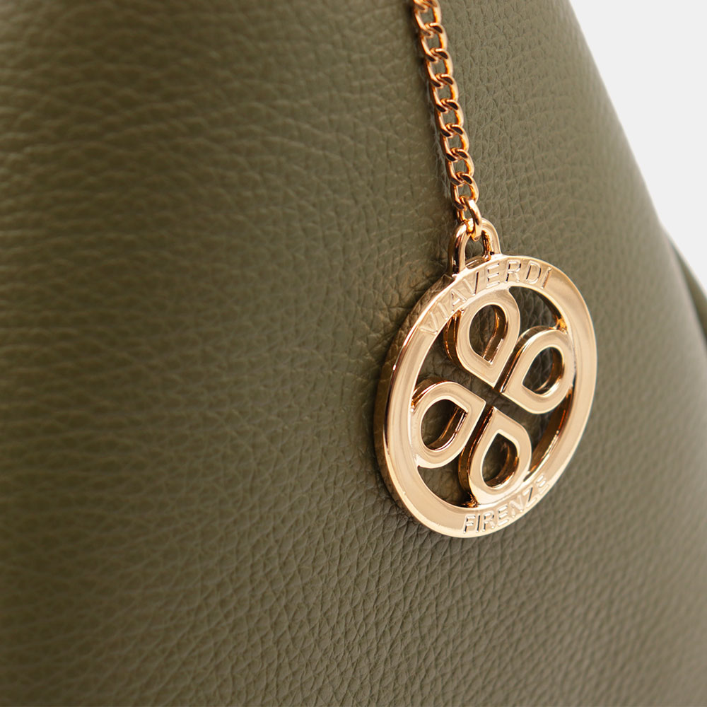 Borsa Donna a Spalla VIAVERDI in Pelle Verde Made in Italy linea Cortona