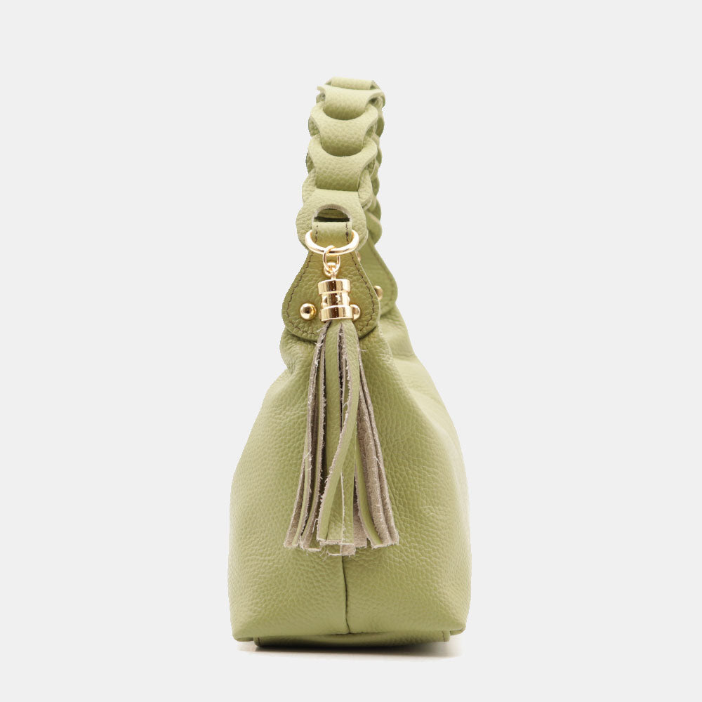Borsa Donna a Mano con Tracolla VIAVERDI in Pelle Verde Made in Italy linea Castiglione