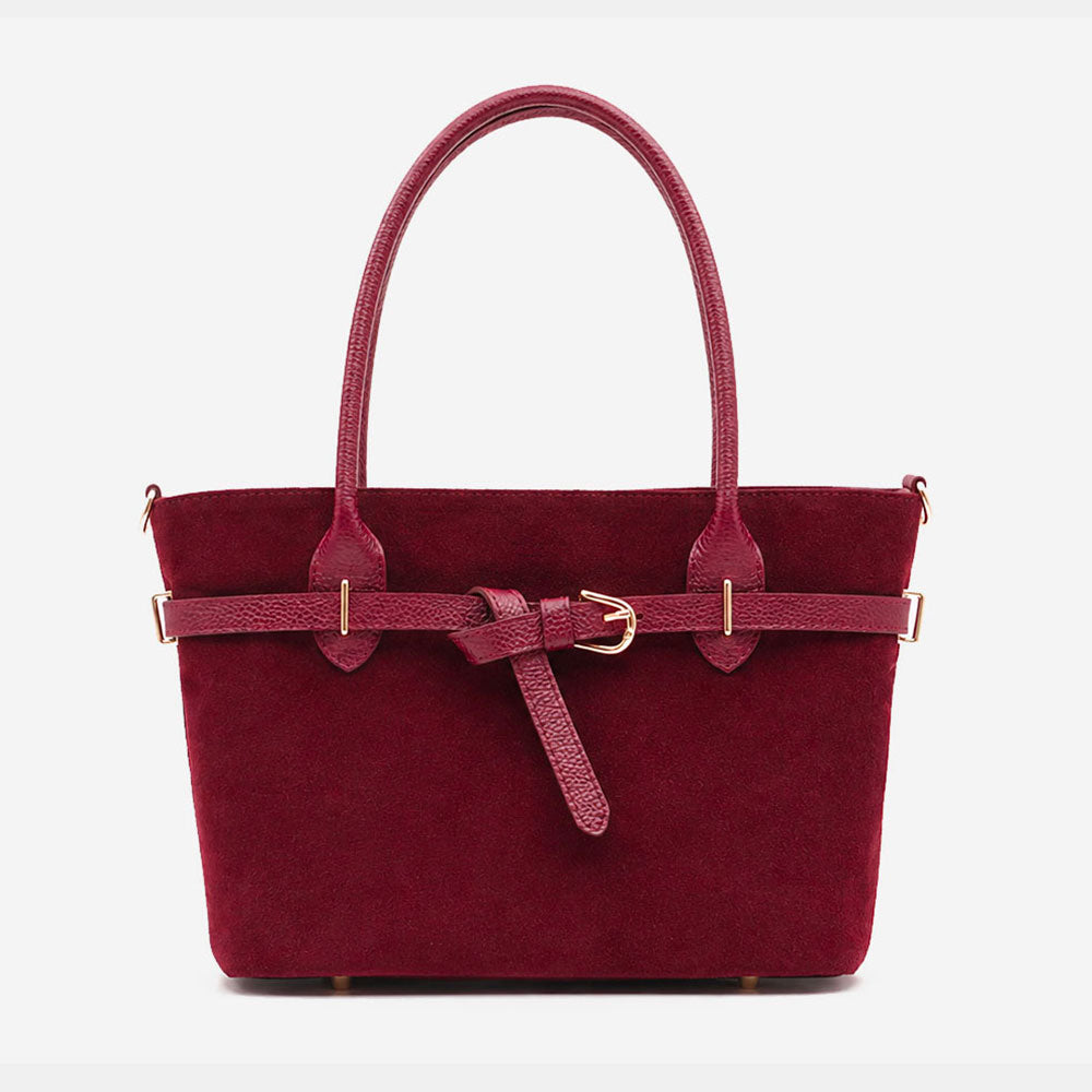 Borsa a Spalla VIAVERDI in Camoscio Bordeaux Made in Italy linea Castiglione
