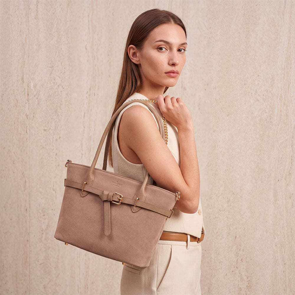 ViaVerdi Shoulder Bag in Taupe Suede Made in Italy – Castiglione Line