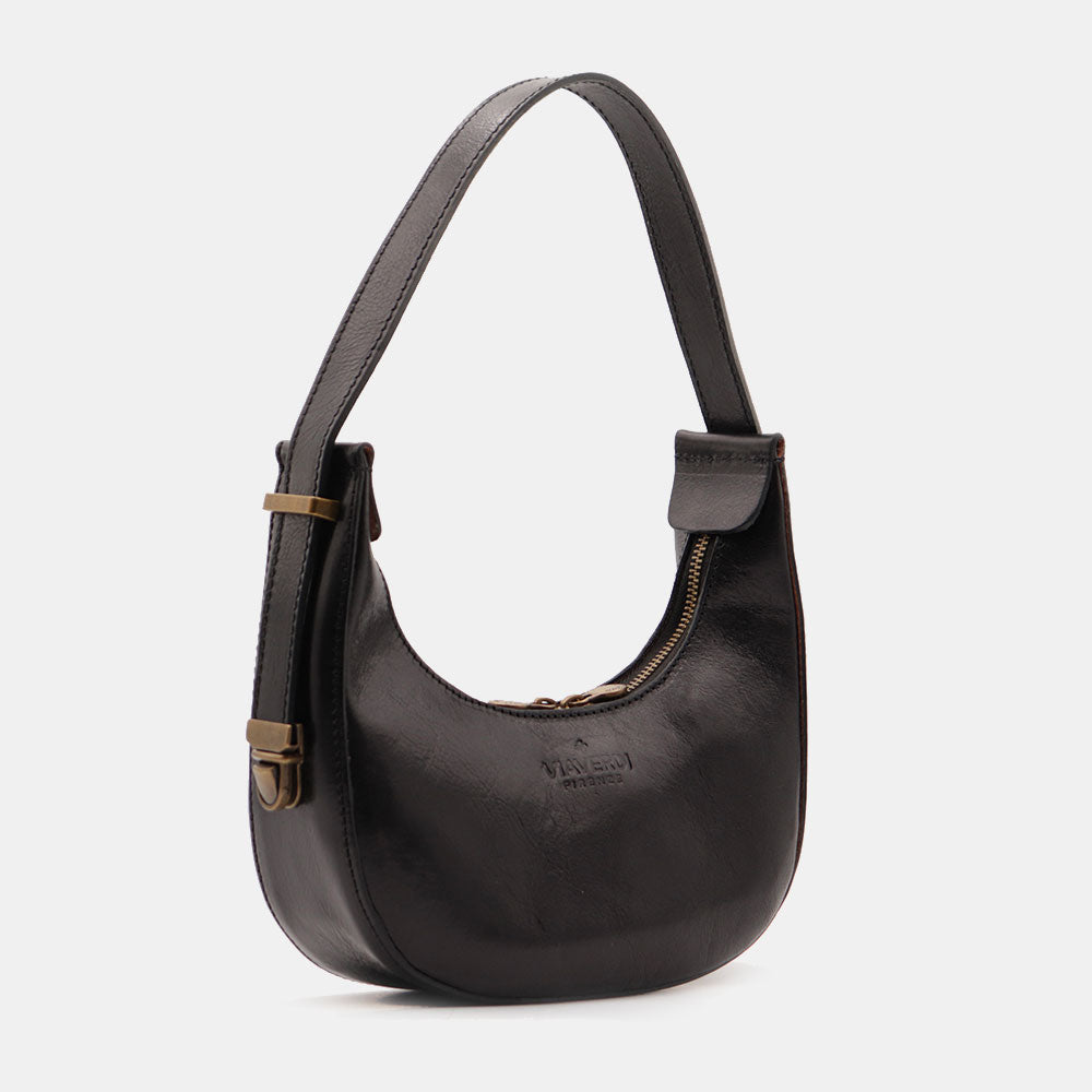 Borsa Piccola a Mano VIAVERDI in Pelle Nera Made in Italy linea Firenze