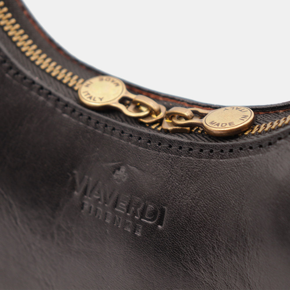 Borsa Piccola a Mano VIAVERDI in Pelle Nera Made in Italy linea Firenze