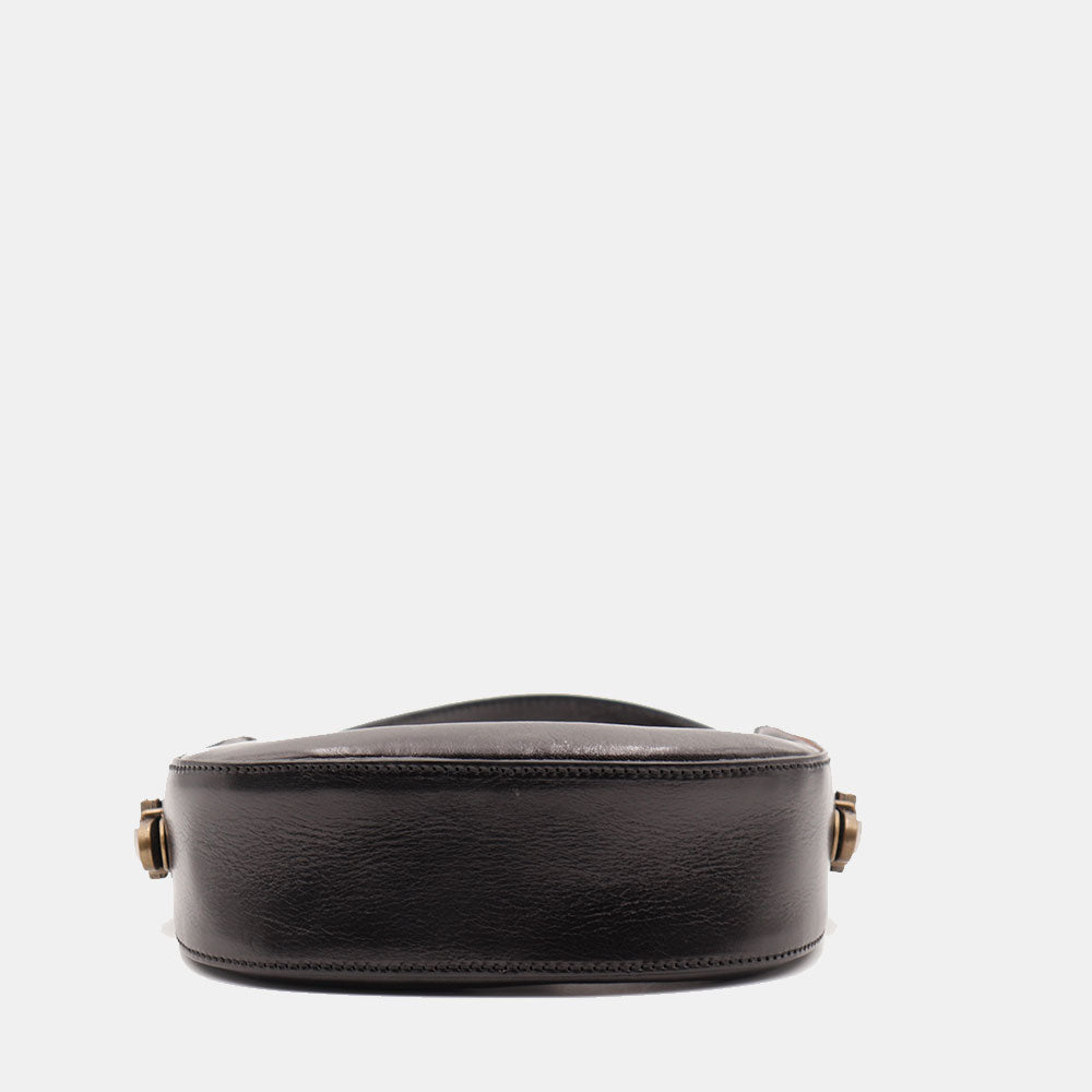 VIAVERDI Kleine Handtasche aus schwarzem Leder, hergestellt in Italien, Florence-Linie