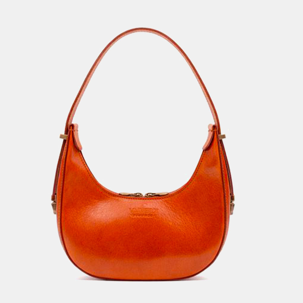 VIAVERDI Kleine Handtasche aus hellbraunem Leder, hergestellt in Italien, Florence-Linie