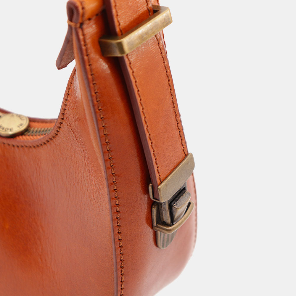 VIAVERDI Kleine Handtasche aus hellbraunem Leder, hergestellt in Italien, Florence-Linie