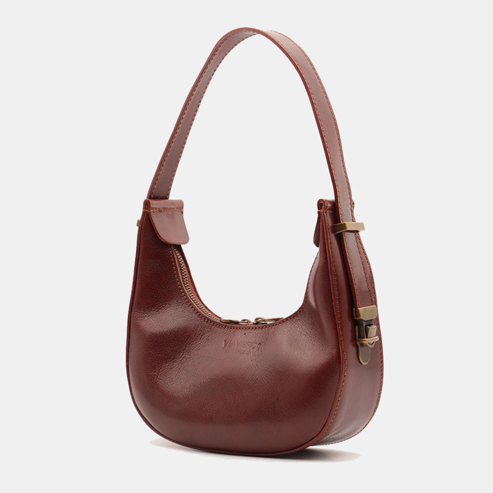 VIAVERDI Kleine Handtasche aus braunem Leder, hergestellt in Italien, Florence-Linie